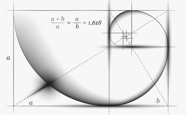 Golden section (ratio, divine proportion) and golden spiral