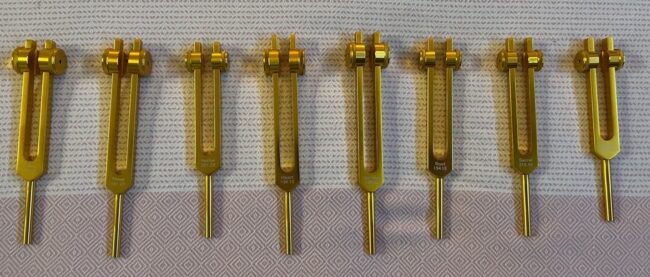 TuningForks-Weighted Weighted Tuning Forks courtesy of Jennifer Knowles, Blessed Be Bodyworks, Longmont, CO
